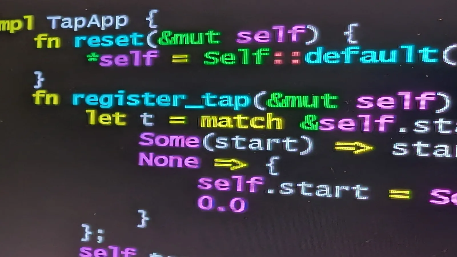 Rust source code on a screen