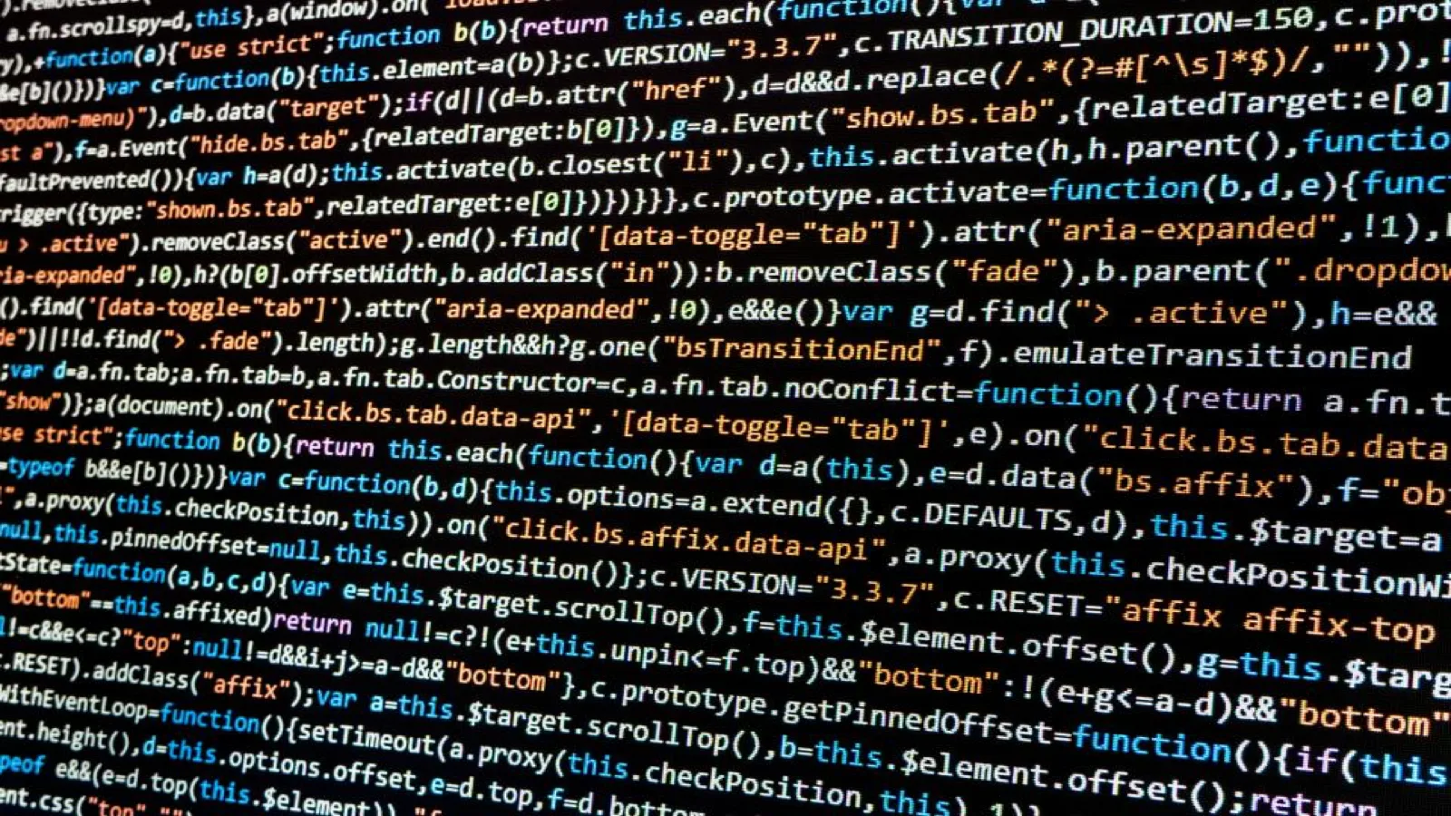 Source code on a dark screen