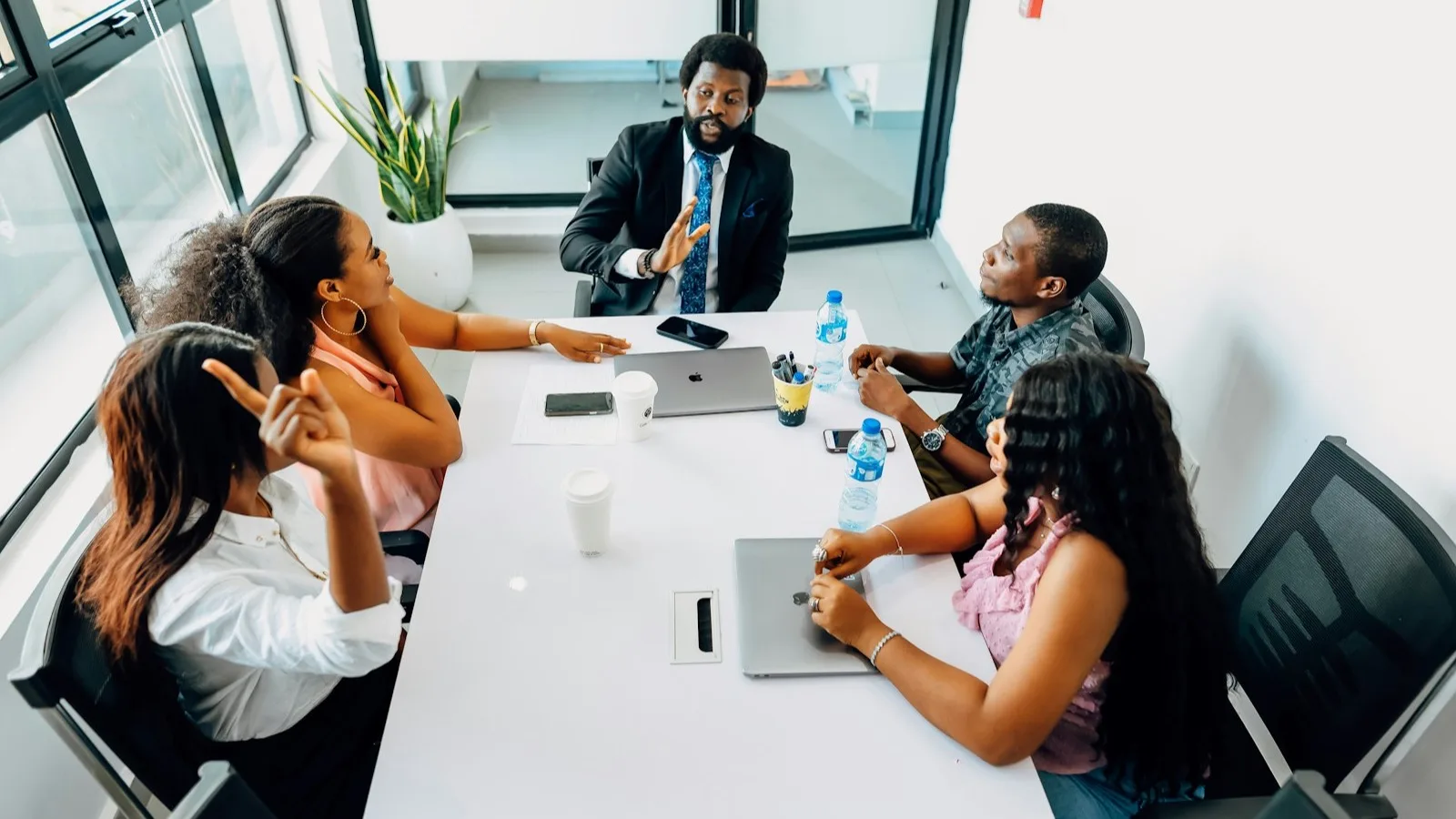 A team collaborating around a table