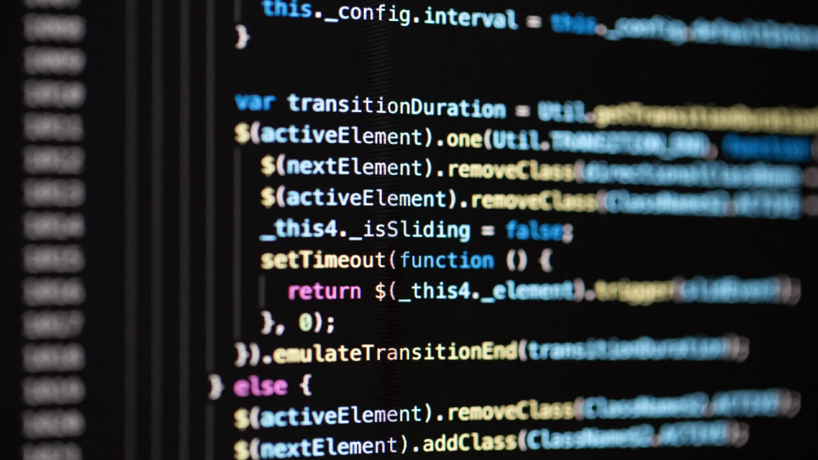 Source code on a screen