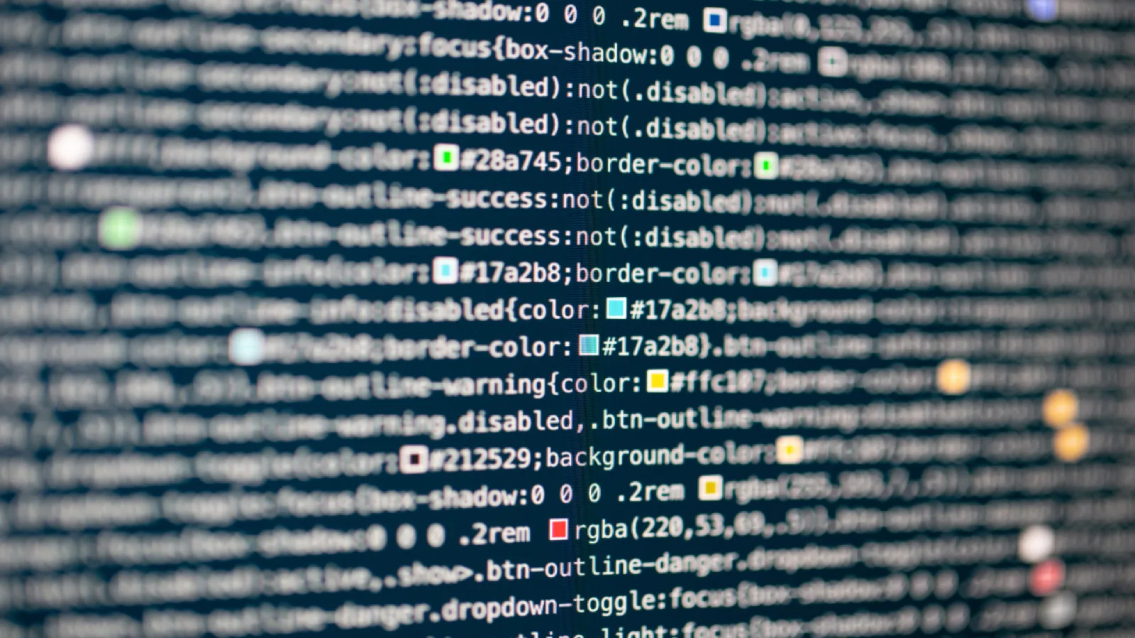 Source code on a screen